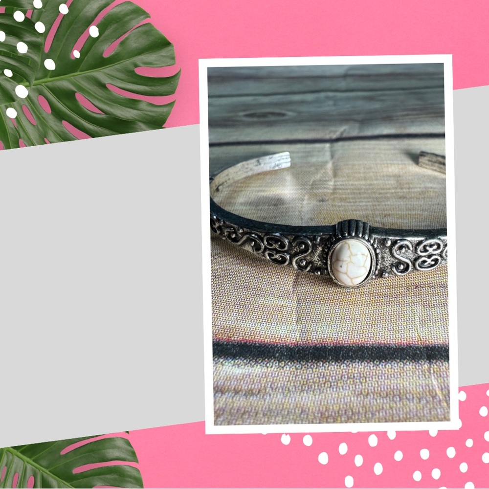 Silver and Stone Cuff Bracelet